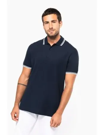 Polo homme manches courtes à liserés contrastés 1 Polo homme manches courtes à liserés contrastés