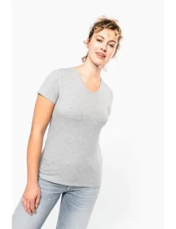 T-shirt col V manches courtes femme