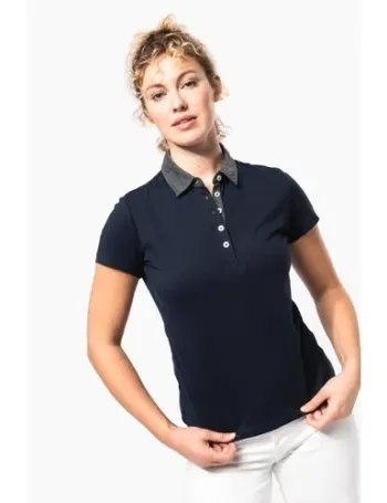 Polo jersey bicolore femme
