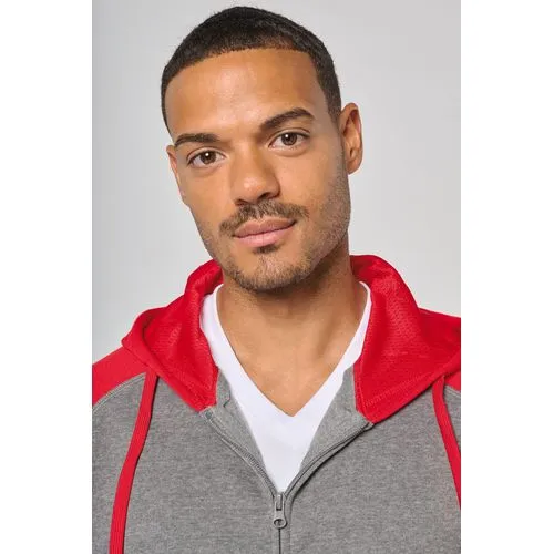 Veste molleton zippée capuche bicolore unisexe