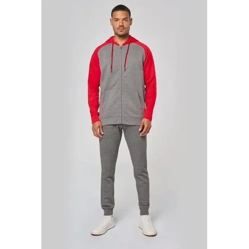 Veste molleton zippée capuche bicolore unisexe