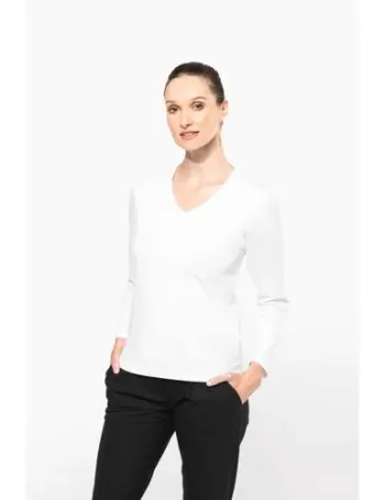 T-shirt Supima® col V manches longues femme 1 T-shirt Supima® col V manches longues femme
