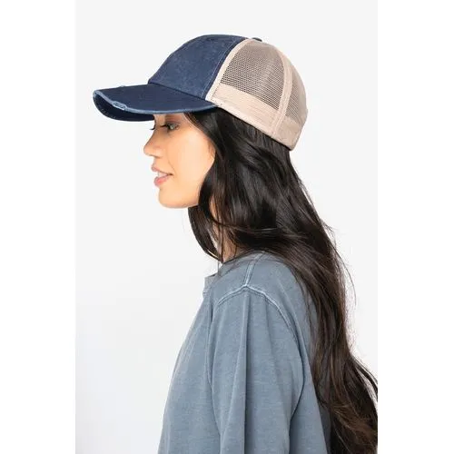 Casquette trucker écoresponsable  effet déchiré unisexe