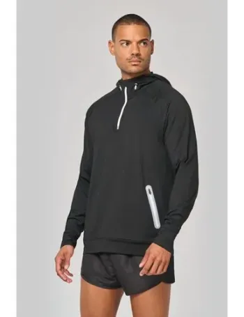 Sweat-shirt à capuche 1/4 zip sport unisexe