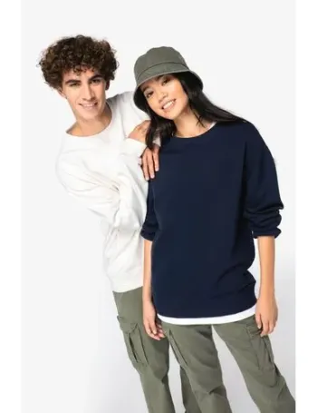 Sweat-shirt écoresponsable à col rond à épaules tombantes French Terry unisexe