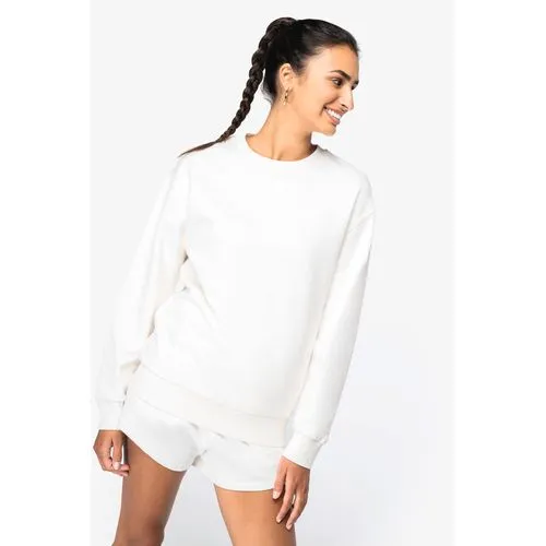 Sweat-shirt écoresponsable à col rond à épaules tombantes molleton gratté unisexe