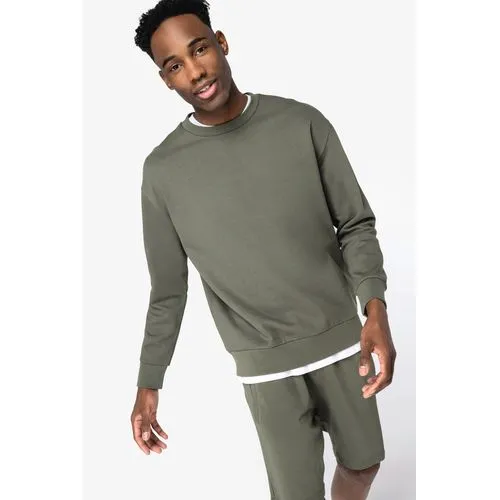 Sweat-shirt écoresponsable à col rond à épaules tombantes molleton gratté unisexe