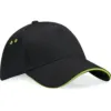 Casquette homme Ultimate à 5 panneaux sandwich contrasté Beechfield vert citron 300 g/m² coton taille unique 1 Casquette homme Ultimate à 5 panneaux sandwich contrasté