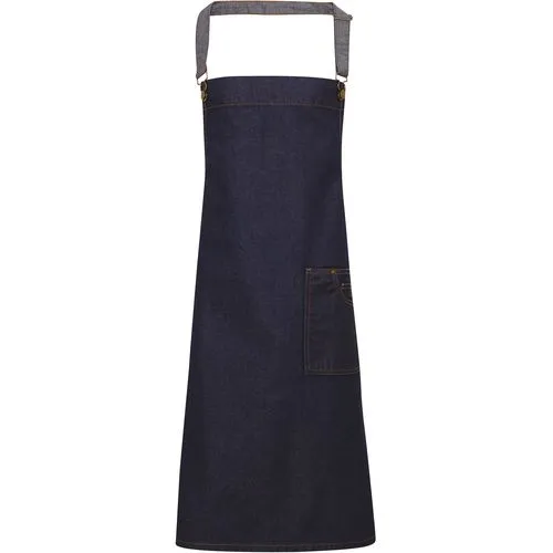 Tablier “effet ciré” à bavette “District” indigo denim 1 Tablier "effet ciré" à bavette "District"