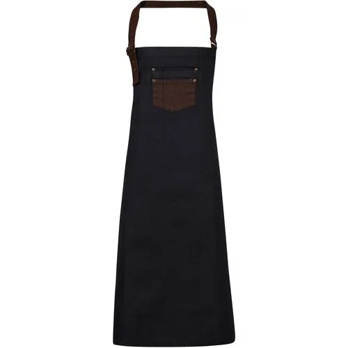 Tablier à bavette “Division” marron denim 1 Tablier à bavette "Division"