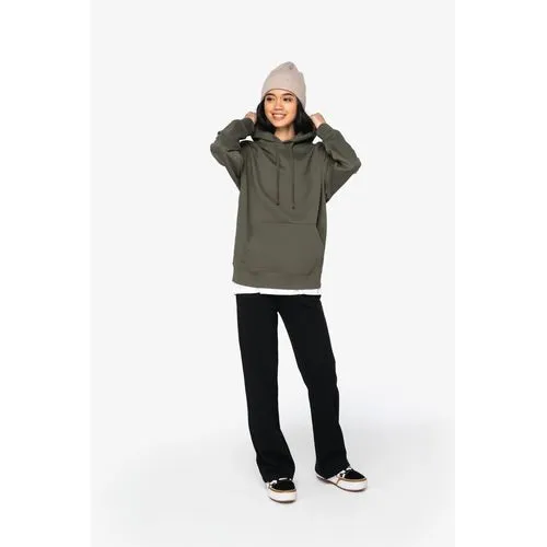 Sweat-shirt écoresponsable à capuche à épaules tombantes molleton gratté unisexe