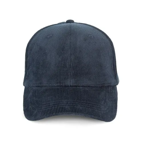 Casquette écoresponsable en velours côtelé 6 panneaux unisexe bleu marine classique 1 Casquette écoresponsable en velours côtelé 6 panneaux unisexe