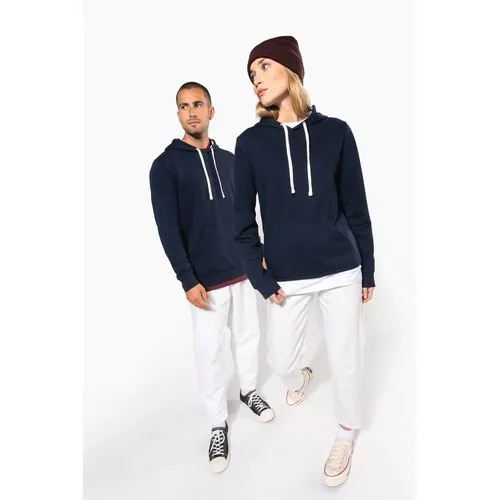 Sweat-shirt à capuche contrastée à motifs unisexe