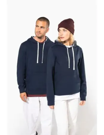 Sweat-shirt à capuche contrastée à motifs unisexe