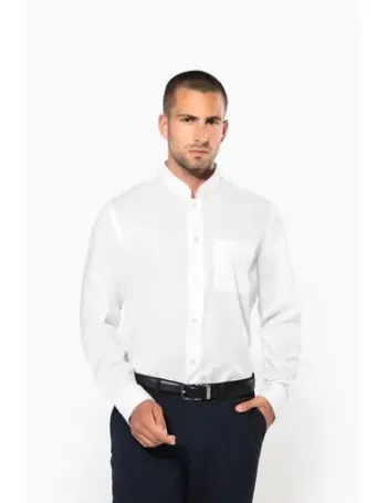 Chemise col mao manches longues