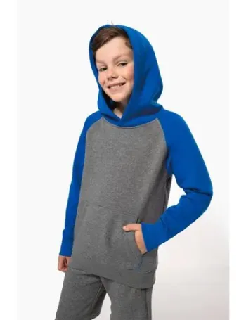 Sweat-shirt capuche bicolore enfant