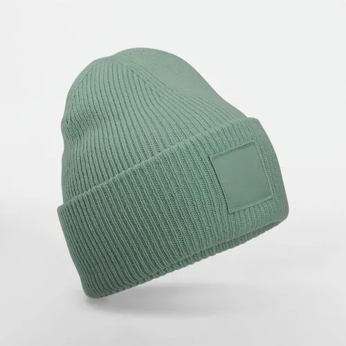 Bonnet à large revers avec patch ton sur ton