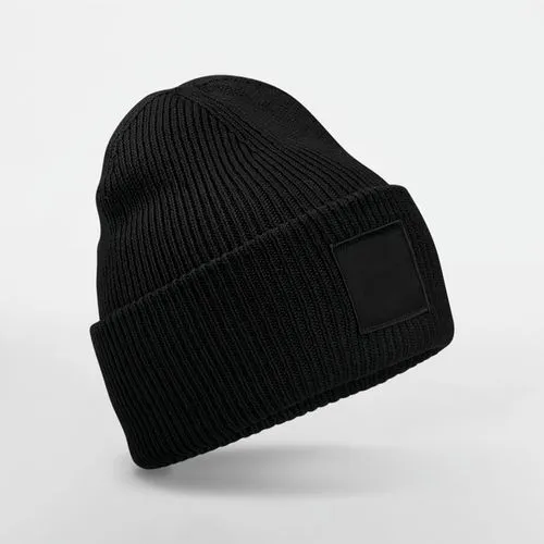 Bonnet à large revers avec patch ton sur ton