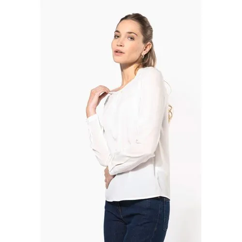 Blouse crêpe manches longues femme
