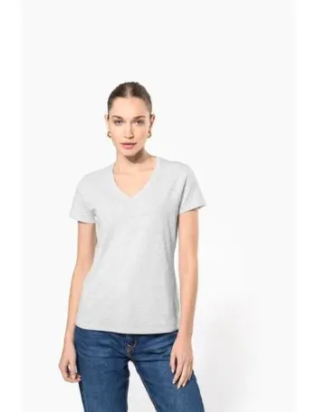 T-shirt col V manches courtes femme