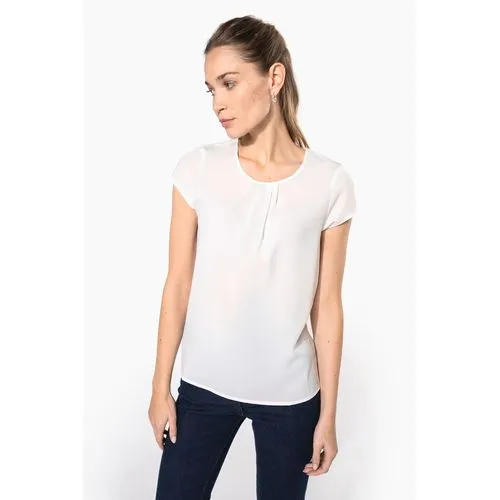 Blouse crêpe manches courtes femme