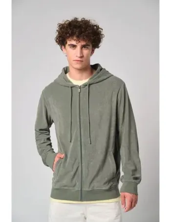 Sweat-shirt écoresponsable en éponge zippé à capuche homme