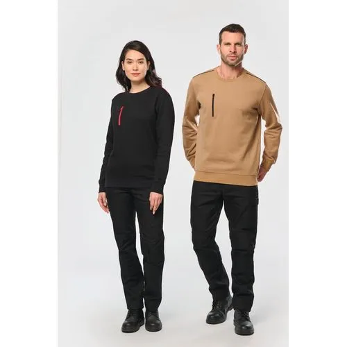 Sweat-shirt Day To Day zip poche contrastée unisexe