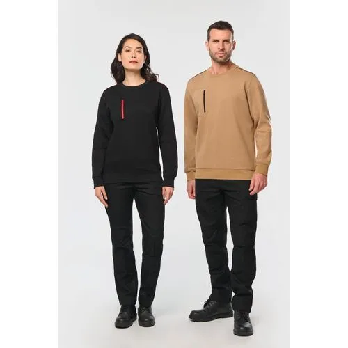 Sweat-shirt Day To Day zip poche contrastée unisexe