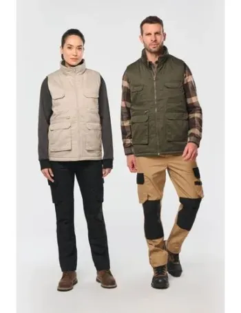 Gilet polycoton multipoches rembourré unisexe