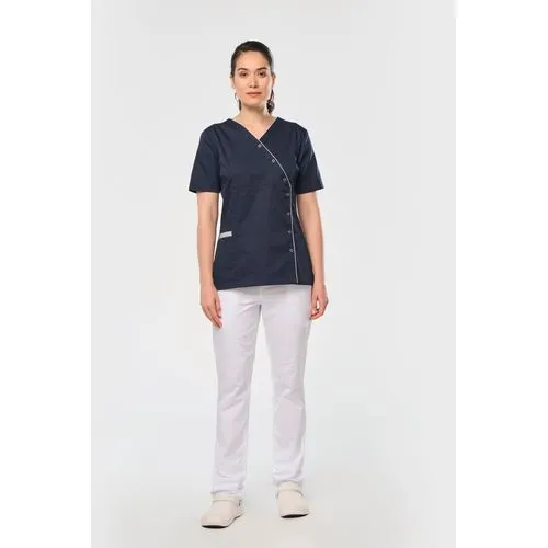 Blouse polycoton avec boutons-pression femme