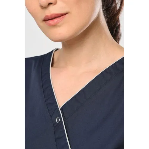 Blouse polycoton avec boutons-pression femme