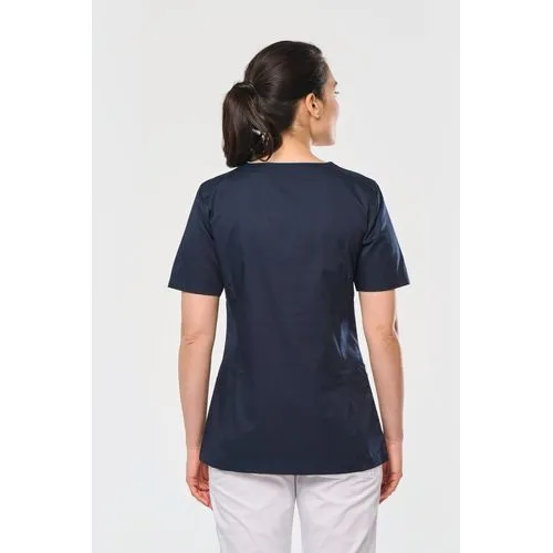 Blouse polycoton avec boutons-pression femme