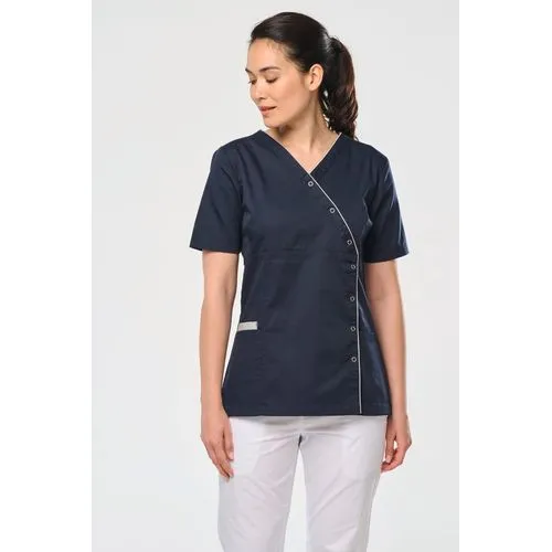 Blouse polycoton avec boutons-pression femme