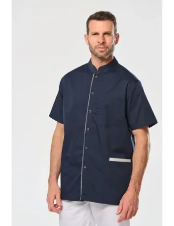 Blouse polycoton avec boutons-pression homme