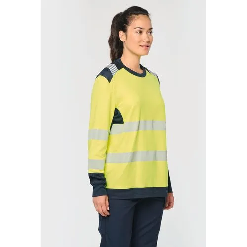 T-shirt de sécurité recyclé col rond manches longues unisexe