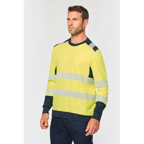 T-shirt de sécurité recyclé col rond manches longues unisexe