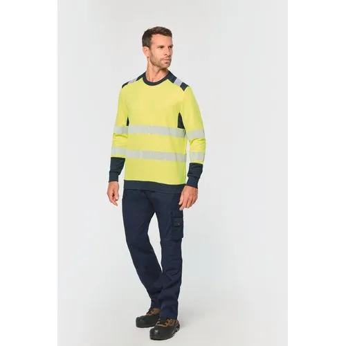 T-shirt de sécurité recyclé col rond manches longues unisexe