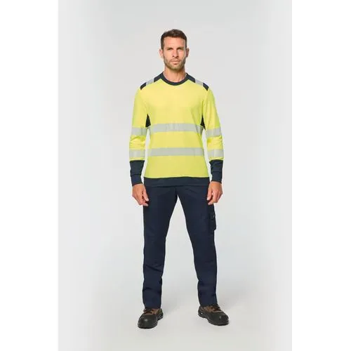 T-shirt de sécurité recyclé col rond manches longues unisexe