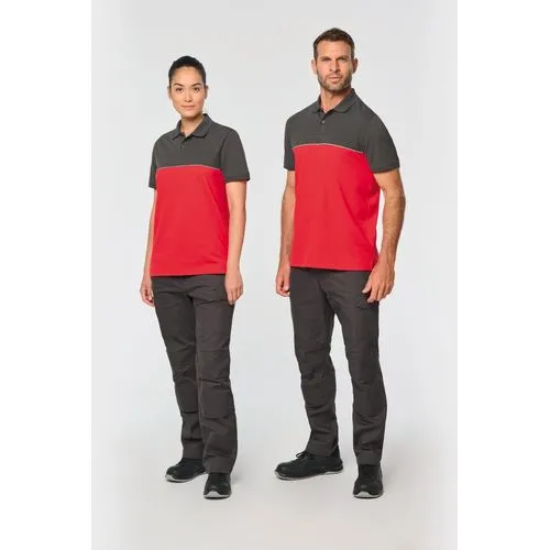 Polo bicolore écoresponsable manches courtes unisexe