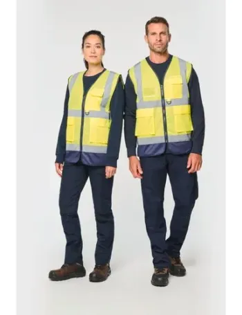 Gilet de sécurité haute visibilité recyclé avec zip unisexe