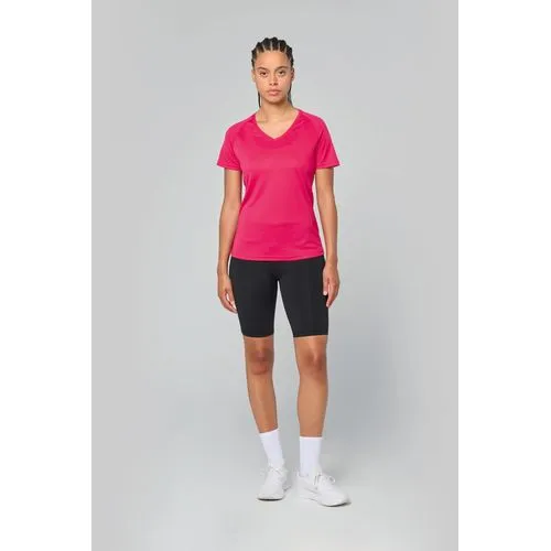 T-shirt de sport manches courtes col v femme