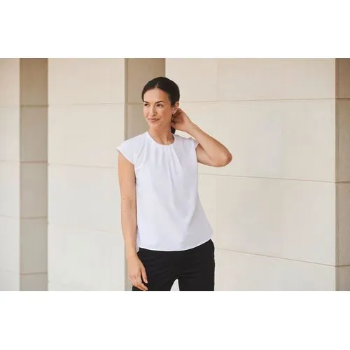 Top col plissé femme