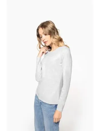 T-shirt col rond manches longues femme