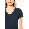 T-shirt maille piquée col V femme