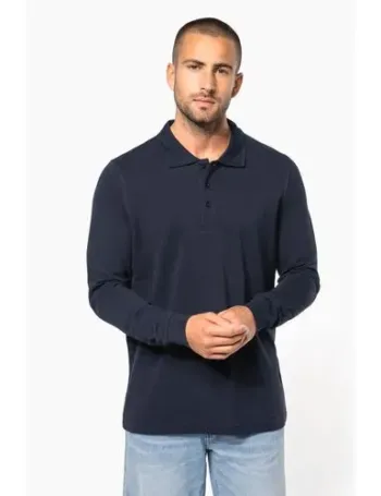 Polo piqué manches longues homme