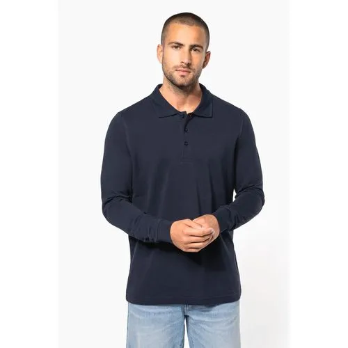Polo piqué manches longues homme