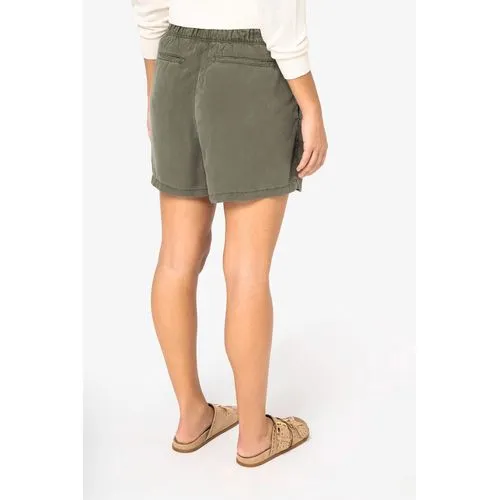 Short écoresponsable délavé en lyocell femme