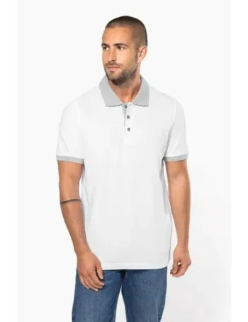 Polo piqué bicolore homme