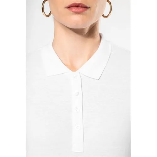 Polo piqué manches longues femme