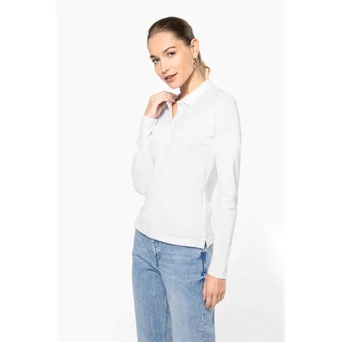 Polo piqué manches longues femme